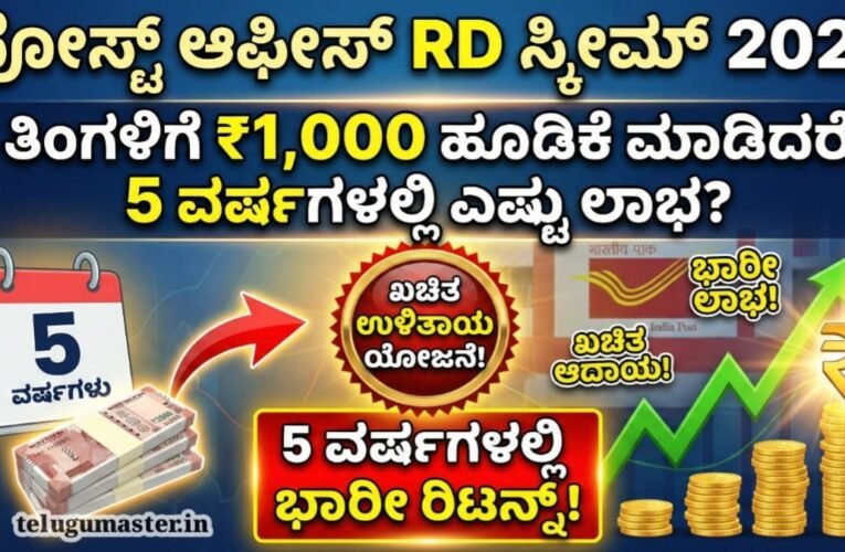 Post Office RD Scheme 2026: ತಿಂಗಳಿಗೆ ₹1,000 ಹೂಡಿಕೆ ಮಾಡಿದರೆ 5 ವರ್ಷಗಳಲ್ಲಿ ಎಷ್ಟು ಲಾಭ!
